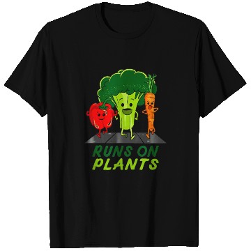 Discover runs on plants vegan vegetarian runner broccoli gi T Shirts