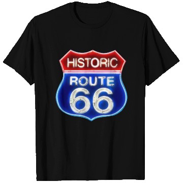 Discover Route 66 neon sign T Shirts