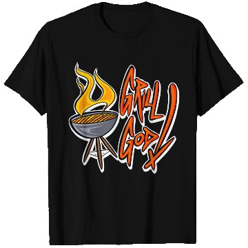 Discover Flame Grill God: Cartoon - Style BBQ Masterpiece T Shirts