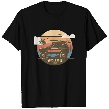 Discover Sunset Ride - Beach Jeep - Groovy California T-Shi T Shirts