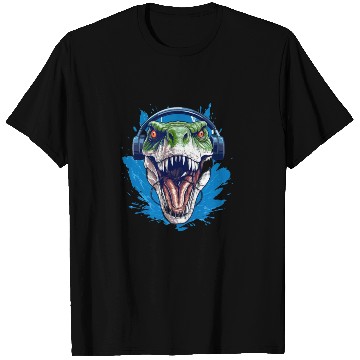 Discover Cool Dinosaur with Headphones for a Dino Fan T Shirts