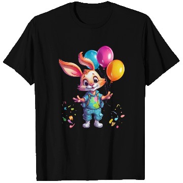 Discover Happy Rabbit Holding Balloons T Shirts