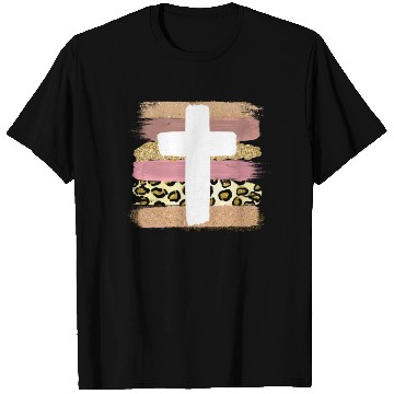 Discover Cross Leopard Brush Strokes Religion T Shirts