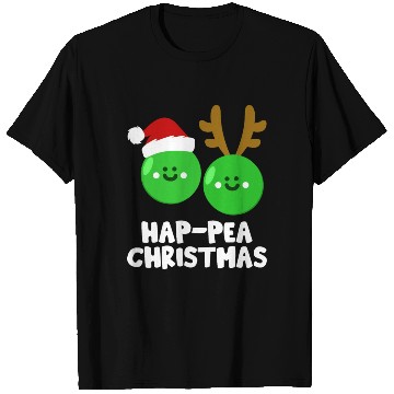 Discover Hap-Pea Christmas Funny Vegetable Vegan Food Pun T Shirts
