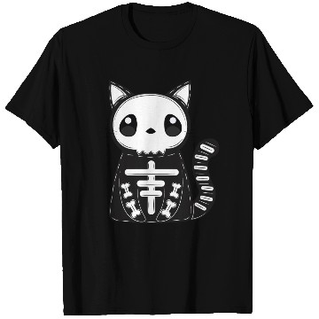 Discover Halloween Cat Black Skeleton Funny Skull Halloween T Shirts