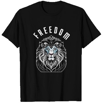 Discover Freedom Roars: Lion Head Logo with 'Freedom' Word T Shirts