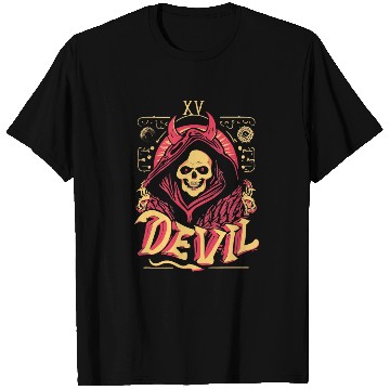 Discover Devil Tarot Skeleton Halloween Occult T Shirts