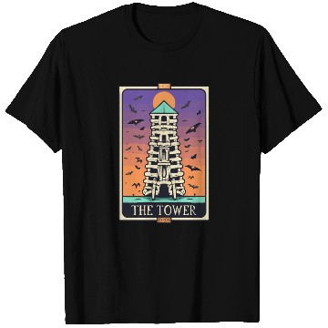 Discover The Tower Tarot Skeleton Halloween Style T Shirts