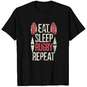 Discover Eat Sleep Rugby Repeat Sports Typography T Shirts