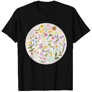 Discover Colorful Wildflower Circle on Pink T Shirts