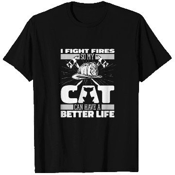 Discover Firefighter Thin Red Line Cat T Shirts