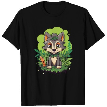 Discover Digital Art Wolf Puppy Wearing Blue Wig Sitting T Shirts