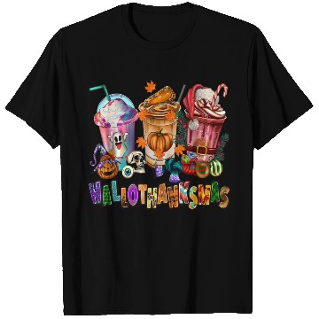 Discover Happy Hallothanksmas Coffee Latte Halloween T Shirts