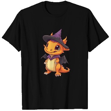 Discover Cute Halloween dragon with a witch hat. T Shirts