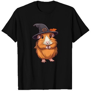 Discover Cute Halloween guinea pig with a witch hat. T Shirts