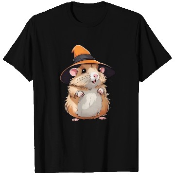 Discover Cute Halloween hamster with a witch hat. T Shirts