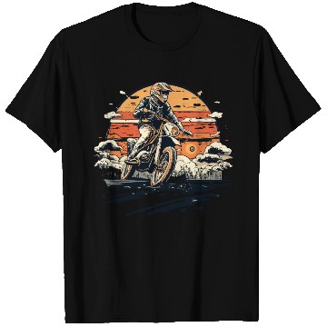 Discover Retro Vintage Sunset Dirt Bike Design T Shirts