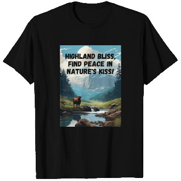 Discover Highland Mountain Landscape with a highland cow T Shirts