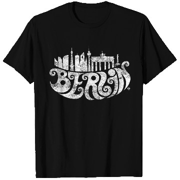 Discover Berlin Skyline + Typography (white) T Shirts