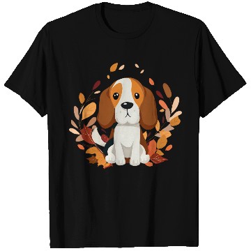 Discover Beagle dog with autumn leaves T Shirts