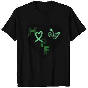 Discover Liver Cancer Hope & Butterfly Heart Black/Green T Shirts