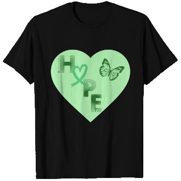 Discover Liver Cancer Hope & Butterfly Heart All Green T Shirts