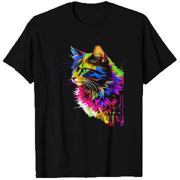 Discover Rainbow Cat Realistic Watercolor Cute Cat Paint T Shirts