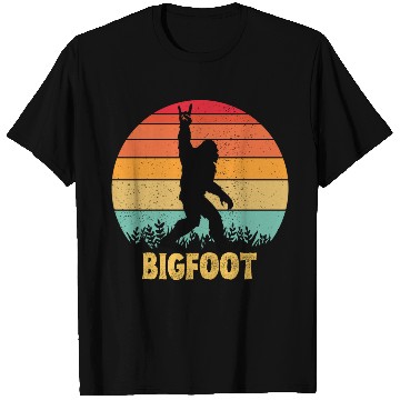 Discover Funny Bigfoot Rock Roll retro T Shirts