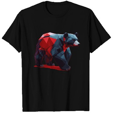Discover Wild Brown Bear Geometric Red T Shirts