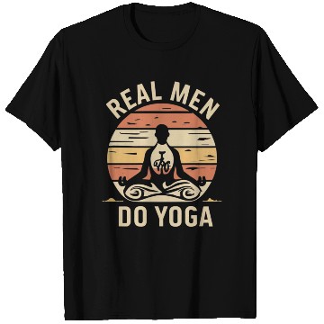 Discover Authentic Man Doing Yoga Sunset Design T Shirts