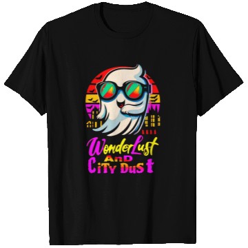 Discover Halloween Ghost with Wanderlust avoiding City Dust T Shirts