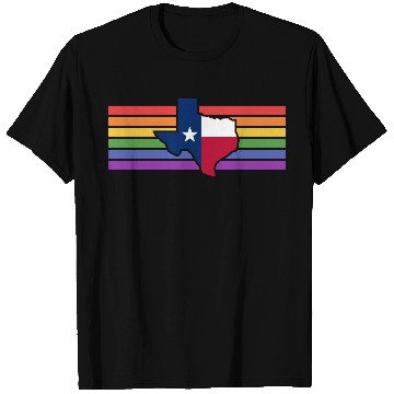 Discover Texas Map Pride Flag Design for proud LGBT+ Texans T Shirts