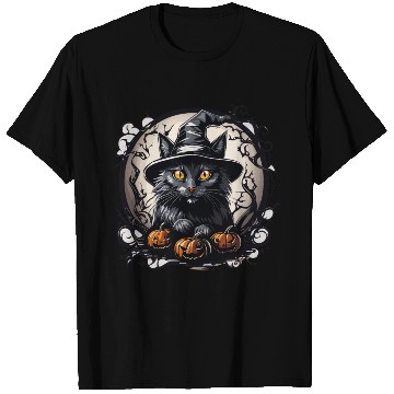 Discover Witch Black Cat Gaze T Shirts