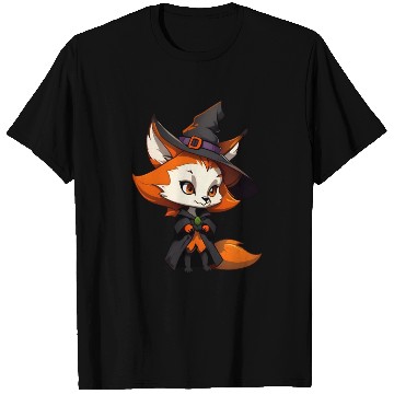 Discover Cute Halloween fox with a witch hat. T Shirts