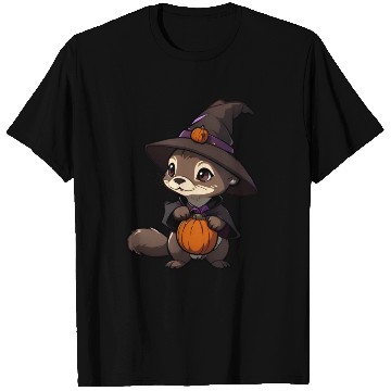 Discover Cute Halloween otter with a witch hat. T Shirts