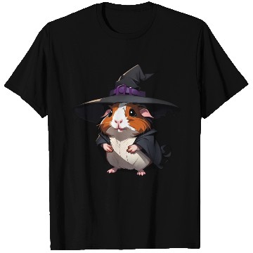 Discover Cute Halloween guinea pig with a witch hat. T Shirts