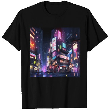 Discover Tokyo Urban Scene - A Digital Art Illustration wit T Shirts