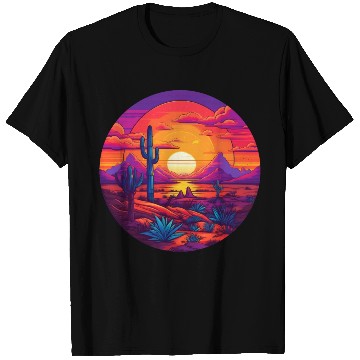 Discover Circular Hazy Desert Mountain Sunrise T Shirts