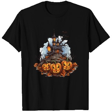 Discover Halloween Pumpkin Bat Spell Haunted House T Shirts