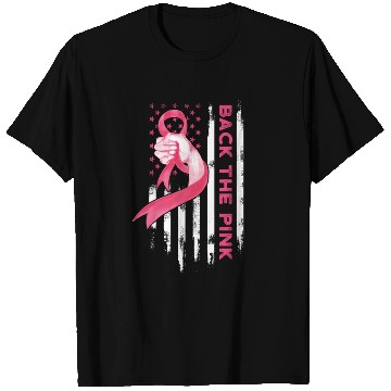 Discover American Flag Back Pink Breast Cancer Awareness T Shirts