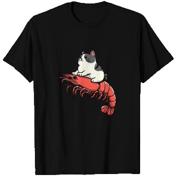 Discover Cat rides shrimp T Shirts