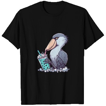 Discover Beaked stork with bubble tea T Shirts