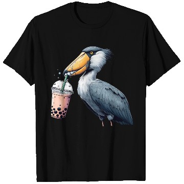 Discover Beaked stork with bubble tea T Shirts