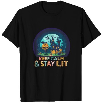Discover Keep Calm & Stay Lit Funny Cute Halloween Pumpkin T Shirts