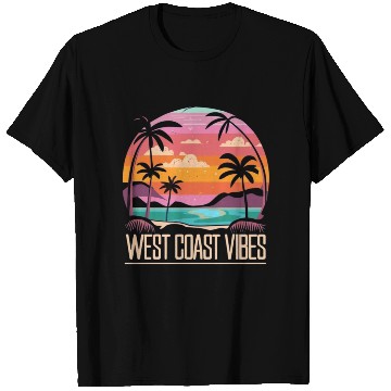 Discover Tranquil beach at sunset West Coast Vibes T Shirts