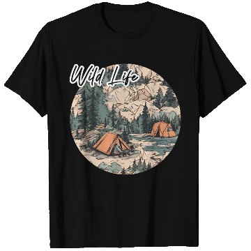 Discover Wild Life / Forest / Camping / Tent / Tree / River T Shirts