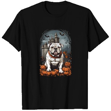 Discover Bulldog Bewitchment: Pumpkin Paws and Bat Barks fo T Shirts