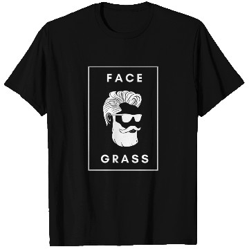 Discover Face Grass, White beard, Black and White T Shirts