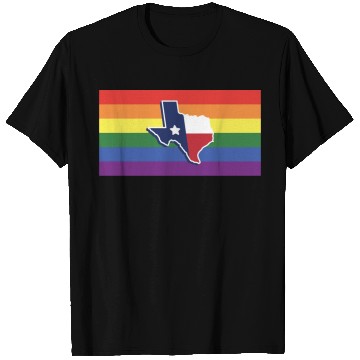 Discover Texas Map Pride Flag Design for proud LGBT+ Texan T Shirts
