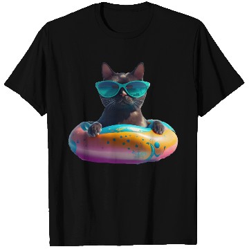 Discover Black Cat Wearing Sunglasses in Float T Shirts